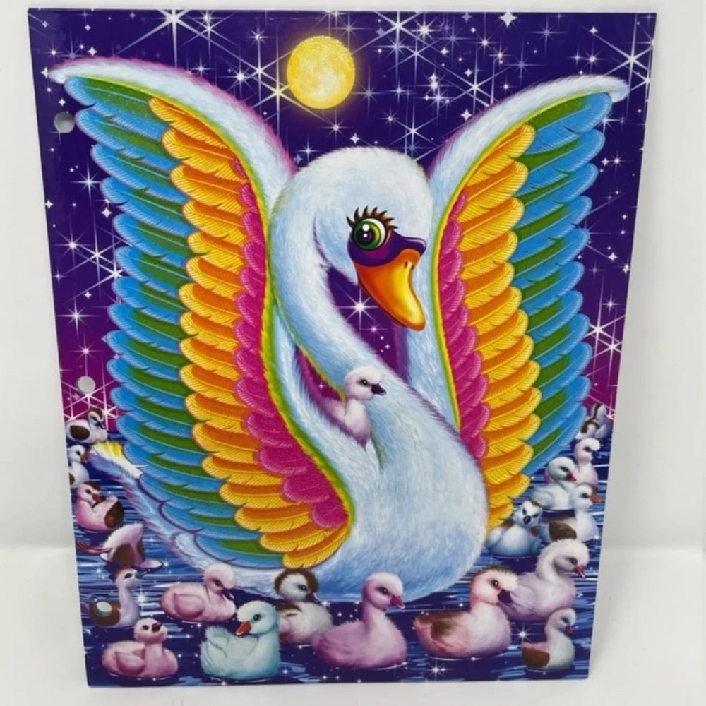 Lisa Frank Blanca The Swan Glitter 2 Pocket Folder